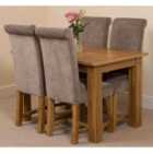 Thats Furniture Hampton 120cm - 160cm Oak Extending Dining Table and 4 Chairs Dining Set with Washington Fabric Chairs - Grey