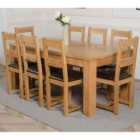 Thats Furniture Dakota 182 x 92 cm Chunky Oak Large Dining Table and 8 Chairs Dining Set with Lincoln Chairs - Brown