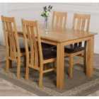 Thats Furniture Oslo 150 x 90 cm Medium Oak Dining Table and 4 Chairs Dining Set with Princeton Chairs - Brown