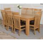 Thats Furniture Dakota 182 x 92 cm Chunky Oak Large Dining Table and 8 Chairs Dining Set with Harvard Chairs - Brown