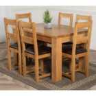 Thats Furniture Dakota 127 x 82 cm Chunky Oak Small Dining Table and 6 Chairs Dining Set with Lincoln Chairs - Brown