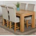 Thats Furniture Kuba 150 x 85 cm Chunky Medium Oak Dining Table and 4 Chairs Dining Set with Washington Fabric Chairs - Grey