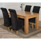 Thats Furniture Dakota 152 x 87 cm Chunky Medium Oak Dining Table and 4 Chairs Dining Set with Montana Fabric Chairs - Black
