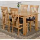 Thats Furniture Oslo 150 x 90 cm Medium Oak Dining Table and 4 Chairs Dining Set with Harvard Chairs - Brown