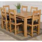 Thats Furniture Oslo 180 x 90 cm Large Oak Dining Table and 6 Chairs Dining Set with Lincoln Chairs - Brown