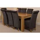 Thats Furniture Kuba 180 x 90 cm Chunky Oak Dining Table and 8 Chairs Dining Set with Montana Fabric Chairs - Black