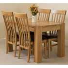 Thats Furniture Kuba 125 x 80 cm Chunky Oak Small Dining Table and 4 Chairs Dining Set with Harvard Chairs - Brown