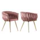 Life Interiors Set Of 2 Roma Knot Velvet Dining Chairs For Dining Room Living Room Restaurants, Pink