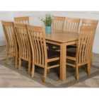 Thats Furniture Oslo 180 x 90 cm Large Oak Dining Table and 8 Chairs Dining Set with Harvard Chairs - Brown