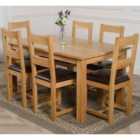 Thats Furniture Oslo 150 x 90 cm Medium Oak Dining Table and 6 Chairs Dining Set with Lincoln Chairs - Brown