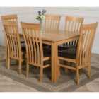 Thats Furniture Oslo 150 x 90 cm Medium Oak Dining Table and 6 Chairs Dining Set with Harvard Chairs - Brown