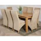 Thats Furniture Oslo 180 x 90 cm Large Oak Dining Table and 8 Chairs Dining Set with Lola Fabric Chairs - Beige