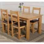 Thats Furniture Oslo 150 x 90 cm Medium Oak Dining Table and 4 Chairs Dining Set with Lincoln Chairs - Brown