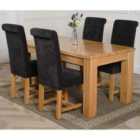 Thats Furniture Dakota 152 x 87 cm Chunky Medium Oak Dining Table and 4 Chairs Dining Set with Washington Fabric Chairs - Black