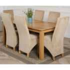 Thats Furniture Oslo 180 x 90 cm Large Oak Dining Table and 6 Chairs Dining Set with Lola Fabric Chairs - Beige