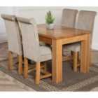 Thats Furniture Dakota 127 x 82 cm Chunky Oak Small Dining Table and 4 Chairs Dining Set with Washington Fabric Chairs - Grey