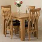 Thats Furniture Hampton 120cm - 160cm Oak Extending Dining Table and 4 Chairs Dining Set with Harvard Chairs - Brown