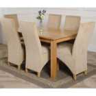 Thats Furniture Oslo 150 x 90 cm Medium Oak Dining Table and 6 Chairs Dining Set with Lola Fabric Chairs - Beige