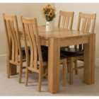 Thats Furniture Kuba 125 x 80 cm Chunky Oak Small Dining Table and 4 Chairs Dining Set with Princeton Chairs - Brown
