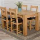 Thats Furniture Kuba 150 x 85 cm Chunky Medium Oak Dining Table and 4 Chairs Dining Set with Lincoln Chairs - Brown