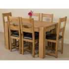 Thats Furniture Kuba 125 x 80 cm Chunky Oak Small Dining Table and 6 Chairs Dining Set with Lincoln Chairs - Brown