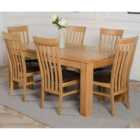 Thats Furniture Dakota 182 x 92 cm Chunky Oak Large Dining Table and 6 Chairs Dining Set with Harvard Chairs - Brown