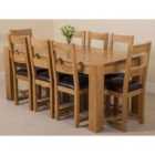 Thats Furniture Kuba 180 x 90 cm Chunky Oak Dining Table and 8 Chairs Dining Set with Lincoln Chairs - Brown