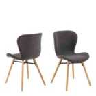 Furniture To Go Batilda Dining Chairs With Grey Fabric And Oak Set Of 2