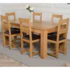 Thats Furniture Dakota 182 x 92 cm Chunky Oak Large Dining Table and 6 Chairs Dining Set with Lincoln Chairs - Brown