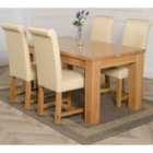 Thats Furniture Dakota 152 x 87 cm Chunky Medium Oak Dining Table and 4 Chairs Dining Set with Washington Leather Chairs - Ivory