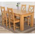 Thats Furniture Dakota 152 x 87 cm Chunky Medium Oak Dining Table and 4 Chairs Dining Set with Berkeley Chairs - Brown