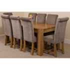 Thats Furniture Kuba 180 x 90 cm Chunky Oak Dining Table and 8 Chairs Dining Set with Washington Fabric Chairs - Grey