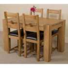 Thats Furniture Kuba 125 x 80 cm Chunky Oak Small Dining Table and 4 Chairs Dining Set with Lincoln Chairs - Brown