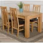 Thats Furniture Kuba 150 x 85 cm Chunky Medium Oak Dining Table and 4 Chairs Dining Set with Princeton Chairs - Brown