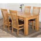 Thats Furniture Dakota 152 x 87 cm Chunky Medium Oak Dining Table and 4 Chairs Dining Set with Harvard Chairs - Brown