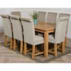 Thats Furniture Oslo 180 x 90 cm Large Oak Dining Table and 8 Chairs Dining Set with Washington Fabric Chairs - Grey