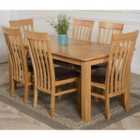 Thats Furniture Oslo 180 x 90 cm Large Oak Dining Table and 6 Chairs Dining Set with Harvard Chairs - Brown