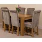 Thats Furniture Kuba 125 x 80 cm Chunky Oak Small Dining Table and 6 Chairs Dining Set with Washington Fabric Chairs - Grey