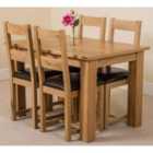 Thats Furniture Hampton 120cm - 160cm Oak Extending Dining Table and 4 Chairs Dining Set with Lincoln Chairs - Brown