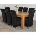 Thats Furniture Dakota 182 x 92 cm Chunky Oak Large Dining Table and 8 Chairs Dining Set with Montana Fabric Chairs - Black