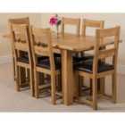 Thats Furniture Hampton 120cm - 160cm Oak Extending Dining Table and 6 Chairs Dining Set with Lincoln Chairs - Brown