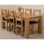 Thats Furniture Kuba 180 x 90 cm Chunky Oak Dining Table and 6 Chairs Dining Set with Lincoln Chairs - Brown