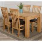 Thats Furniture Kuba 150 x 85 cm Chunky Medium Oak Dining Table and 4 Chairs Dining Set with Harvard Chairs - Brown