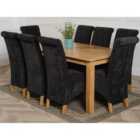 Thats Furniture Oslo 180 x 90 cm Large Oak Dining Table and 8 Chairs Dining Set with Montana Fabric Chairs - Black