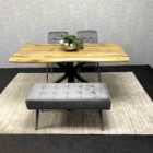 Kosy Koala Dining Table with Grey Velvet Chairs and Modern Wooden Benches
