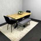 Kosy Koala Modern Dining Table Set Of Brown Table, 2 Black Velvet Chairs And 2 Velvet Benches