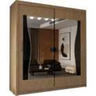 Sliding Wardrobes 4U Stylish Curved Mirror Double Sliding Door Wardrobe - Oak (203Cm)