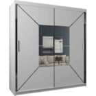 Sliding Wardrobes 4U Modern Double Sliding Door Wardrobe With Adjustable Shelves & Rails - White (120Cm)