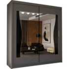 Sliding Wardrobes 4U Stylish Curved Mirror Double Sliding Door Wardrobe - Grey (120Cm)