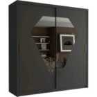 Sliding Wardrobes 4U Modern Double Sliding Door Wardrobe with Diamond Mirror Detail & Adjustable Storage - Grey (150cm)